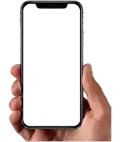 a hand holding a cell phone with a blank screen