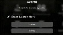 a screenshot of a search for a course by name page