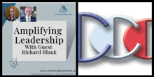 a poster for amplificating leadership with guest richard blank is shown