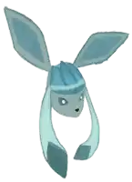 a drawing of a blue rabbit with a white nose