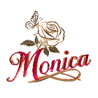 the name monica with a rose and a butterfly