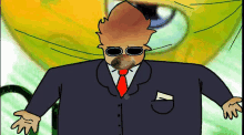 a cartoon of a man in a suit and tie with a dog 's face on his face .