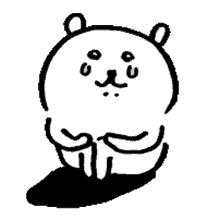 a black and white drawing of a bear with tears in its eyes sitting on the ground .