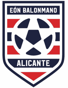 a logo for eon balonmano alicante with a soccer ball in the center