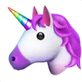 a unicorn with a rainbow horn and purple mane