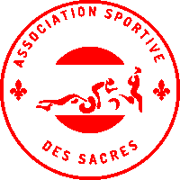 the logo for association sportive des sacres has a red circle in the center