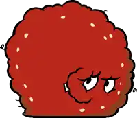 a cartoon illustration of a red object with a face