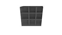 a black cube with a white background and a grid of squares