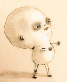 a drawing of a baby with a huge head