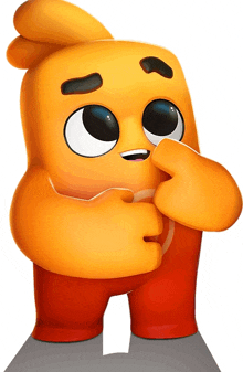 a cartoon character is covering his nose with his finger