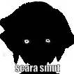 a black silhouette of a person with white eyes and the words scara smit written on it .