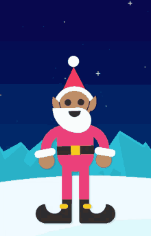 a cartoon drawing of a man dressed as santa