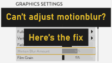 a graphics settings screen asking if you can adjust motion blur