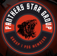 a logo for the panthers star group with a lion in the center