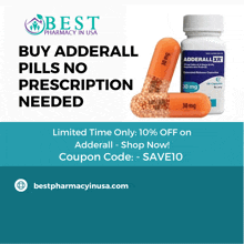 an ad for best pharmacy in usa advertising adderall pills no prescription needed