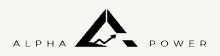 a black and white logo for alpha power with a triangle and an arrow