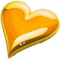 a yellow heart with the initials a.c. on it