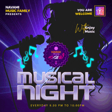 a poster for navami music family 's musical night