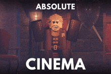 an ad for absolute cinema shows a cartoon character sitting on a throne