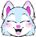 a drawing of a husky with pink ears and a pink nose