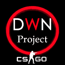 a logo for the dwn project with a man holding a gun