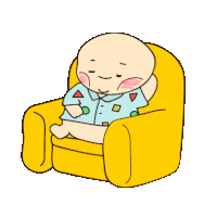 a cartoon of a baby sitting in a chair