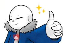 a drawing of sans giving a thumbs up sign