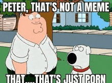 a cartoon of peter griffin talking to a dog .