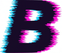 a letter b with a glitch effect on a black background