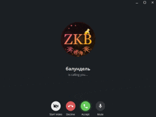 a screen shot of a video call with a zkb logo on it