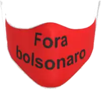 a red face mask with the words fora bolsonaro on it