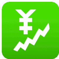 a green icon with a white currency symbol and a graph