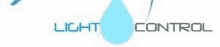 a light control logo with a blue drop of water