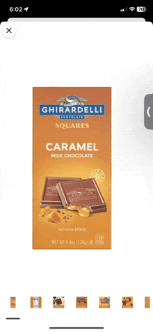 a box of ghirardelli caramel milk chocolate squares