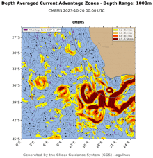 a map showing the depth average current advantage zones