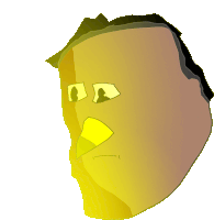 a drawing of a man 's face with a yellow nose