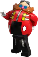 a lego figure of eggman with a mustache and goggles on