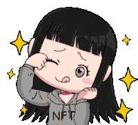 a cartoon of a girl wearing a hoodie that says nft on it