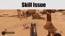 a screenshot of a video game with the words skill issue below it