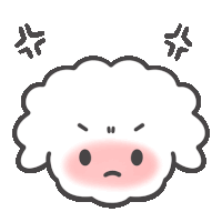 a cartoon illustration of a sheep with an angry expression