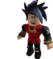 a roblox character wearing a red shirt with the number 3 on the arm