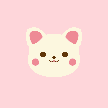 a white bear with pink ears and a pink nose