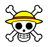 a skull and crossbones with a yellow hat on