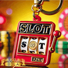 a red slot machine with the word slot on the front