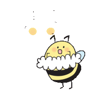 a cartoon drawing of a bee with a surprised look on his face