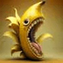 a banana with its mouth open and its tongue sticking out .