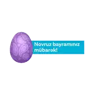 a purple easter egg with the words novruz bayraminiz mubarak written below it