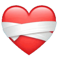 a red heart with a bandage on it