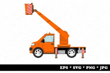 an orange aerial lift truck with a crane attached to the back of it .