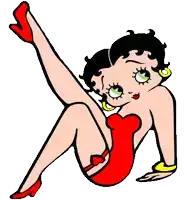 a cartoon of betty boop in a red dress and red heels